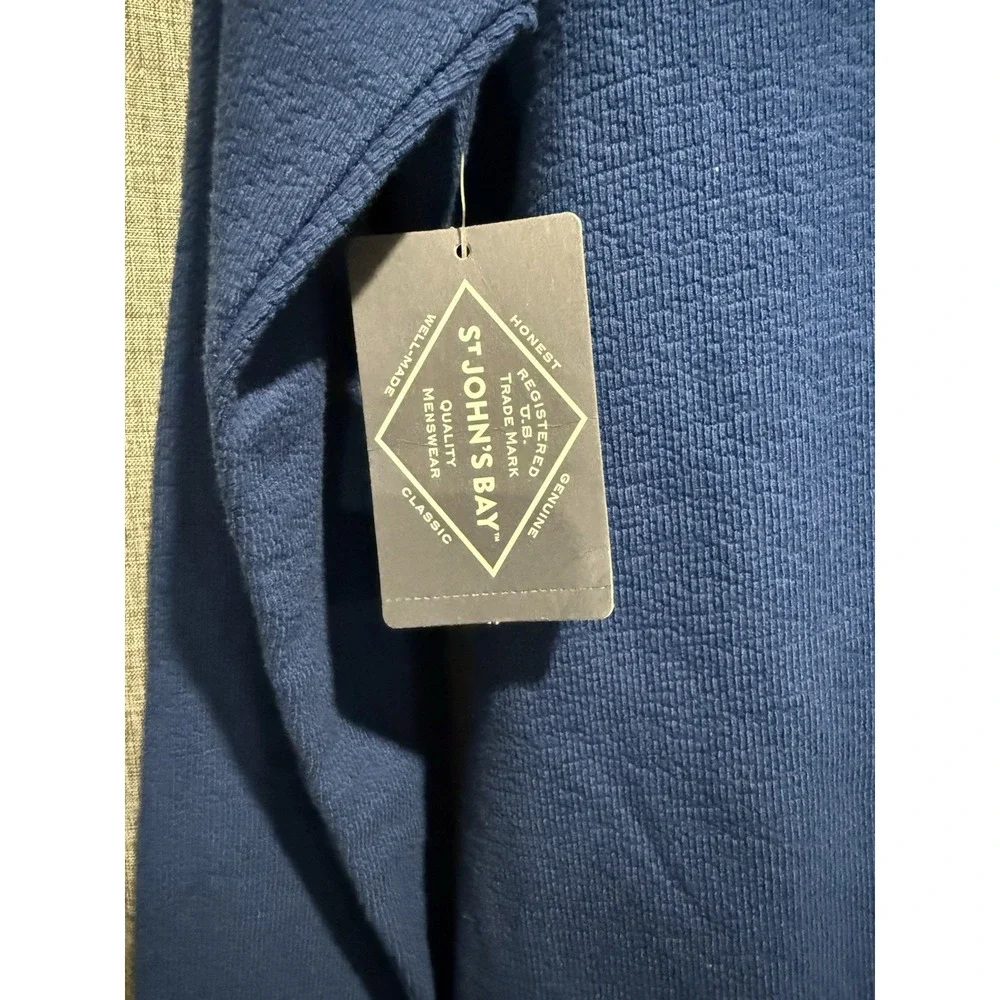 St. John's Bay Men's Small 1/4 Zip Blue‎ Pullover Long Sleeve Ribbed Sweater NWT
